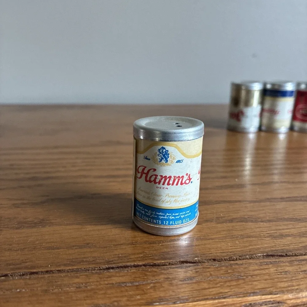 Vintage Mini Beer Can Salt & Pepper Shakers Lot Of 10 Novelty 60s 70s Rare